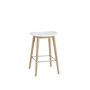 MUUTO stołek barowy FIBER WOOD 65cm biały / dąb naturalny
