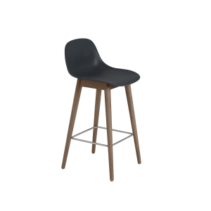 MUUTO krzesło barowe FIBER WOOD 65cm czarne / ciemny brąz