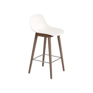 MUUTO krzesło barowe FIBER WOOD 65cm białe / ciemny brąz
