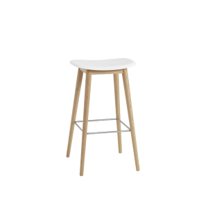 MUUTO stołek barowy FIBER WOOD 75cm biały / dąb naturalny