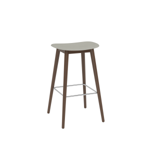 MUUTO stołek barowy FIBER WOOD 75cm szary / ciemny dąb