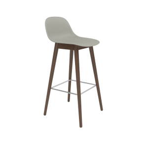 MUUTO krzesło barowe FIBER WOOD 75cm szare / ciemny brąz