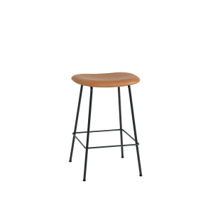 MUUTO stołek barowy tapicerowany FIBER TUBE 65cm skóra koniak / czarny