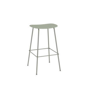 MUUTO stołek barowy tapicerowany FIBER TUBE 75cm przykurzona zieleń