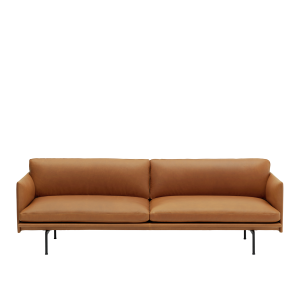 MUUTO sofa 3-osobowa OUTLINE skóra koniak / czarna