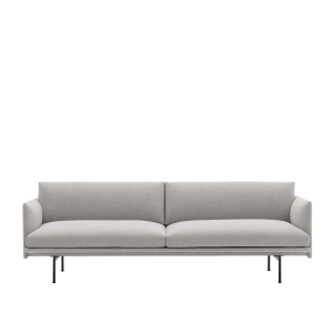MUUTO sofa 3-osobowa OUTLINE clay 12 / czarna