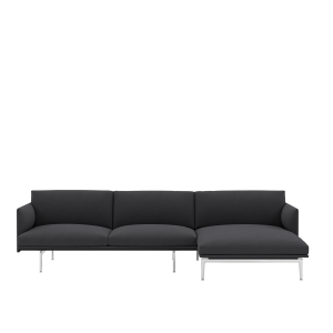 MUUTO sofa z prawym szezlongiem OUTLINE różne kolory / polerowane aluminium