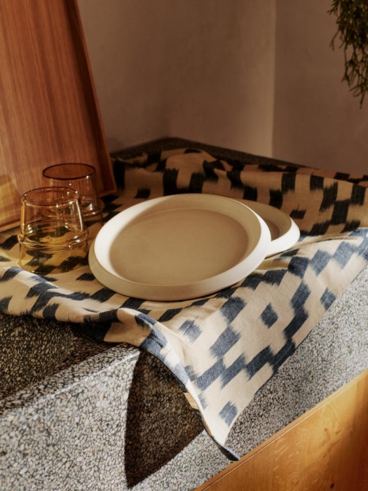FermLiving_SS25_ErenaSidePlate_22_Cream_1104270742_BoyaLowGlasses_SetOf2_Yellow_1104270913_IkatTeaTowel_InkBlueOff-white_1104270944.jpg