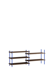 MOEBE system regałowy s.65.2.A przydymiony dąb | głęboki niebieski 