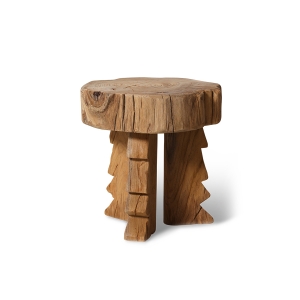 HK LIVING stołek drewniany CARVED