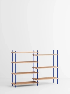 MOEBE system regałowy s.115.2.A dąb | głęboki niebieski 