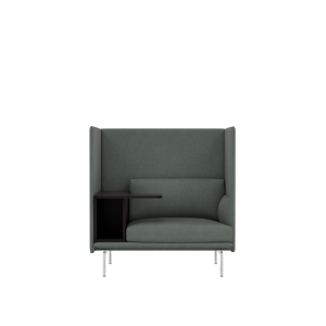 MUUTO fotel ze stolikiem OUTLINE HIGHBACK WORK LEFT 115 SH40 aluminium / różne kolory