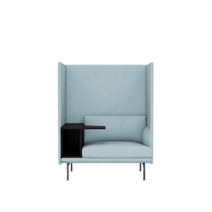 MUUTO fotel ze stolikiem OUTLINE HIGHBACK WORK LEFT 140 SH40 czarne nogi / różne kolory