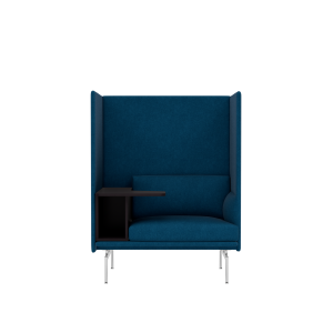 MUUTO fotel ze stolikiem OUTLINE HIGHBACK WORK LEFT 145 SH45 aluminium / różne kolory