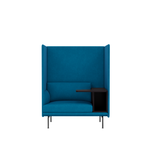MUUTO fotel ze stolikiem OUTLINE HIGHBACK WORK RIGHT 140 SH40 czarne nogi / różne kolory