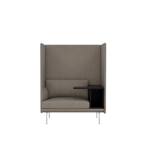 MUUTO fotel ze stolikiem OUTLINE HIGHBACK WORK RIGHT 140 SH40 aluminium / różne kolory