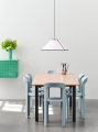 Perforated Cabinet Wall S soft jade_Rey Chair slate blue_Ava Cone Pendant 600 white_Annex Table Overhang charcoal alu wb lacquered oak tabletop 01.jpg