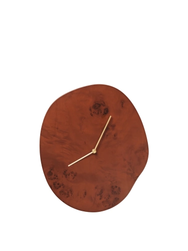 FERM LIVING zegar ścienny MELT ciemne drewno czeczotkowe 