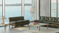 Amanta sense forest and cream beige shell_Kofi clear glass tabletop wb lacquer oak frame_Ava Pyramid Table Lamp_Paper Shade.jpg