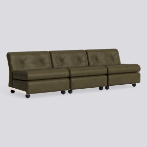 HAY sofa moduł 3 os. - AMANTA BOTTLE GREEN, skóra naturalna SENSE-FOREST