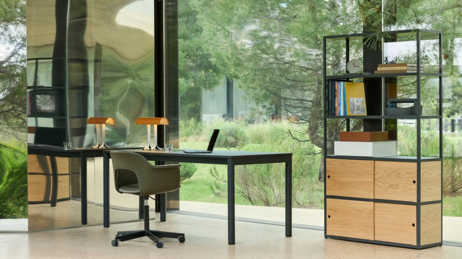 Layout Armchair 244 Grano caper green leather black base_Annex Table Flush dark grey lino black alu legs_New Order Comb 503.jpg