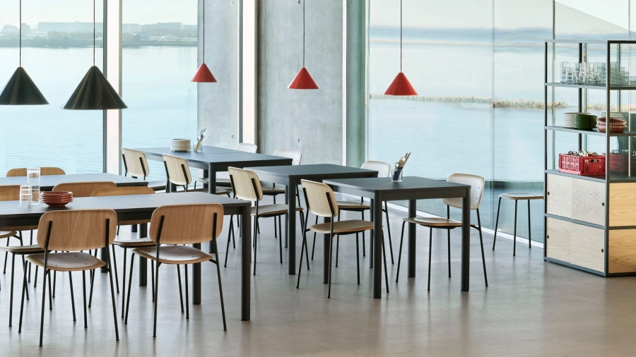 Annex Table Flush charcoal alu frame dark grey linoleum tabletop_Compass Pendant collection_New Order Combination 503 charcoal_Soft Edge 40 wb lacquer oak.jpg