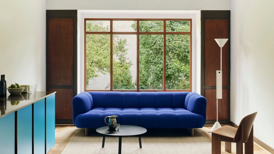 Quilton Lift 3 Seater Turf royal blue walnut base_Twist Floor Lamp_Crayon Rug multi.jpg