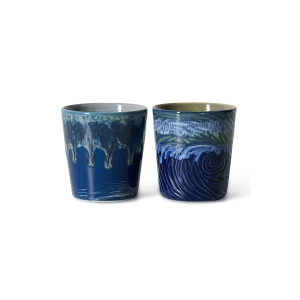 HK LIVING Kubki ceramiczne 70's zestaw 2 sztuk VAN Ghogh starry night