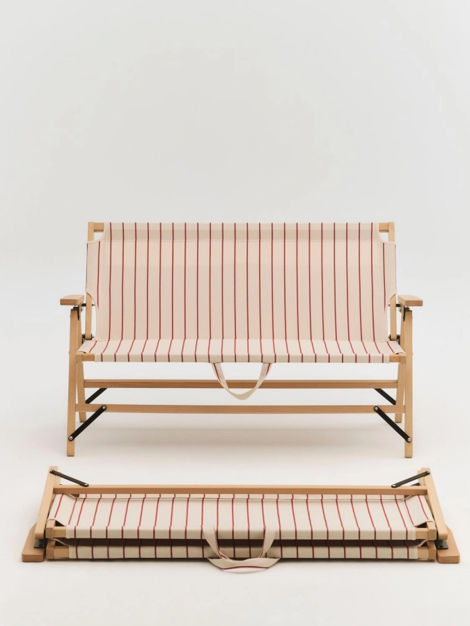 Outdoor Market Folding Sofa beige with red stripe 01.jpg