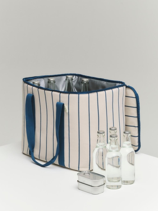 Outdoor Market Cooler Bag M beige with blue stripe.jpg
