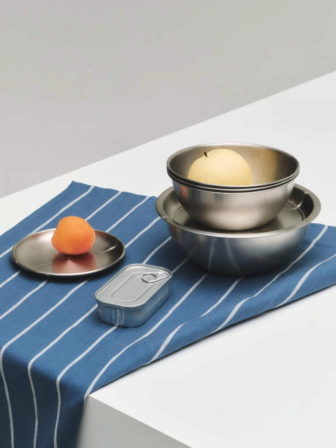 Outdoor Market Tea Towel blue with beige stripe_Outdoor Market Steel collection.jpg