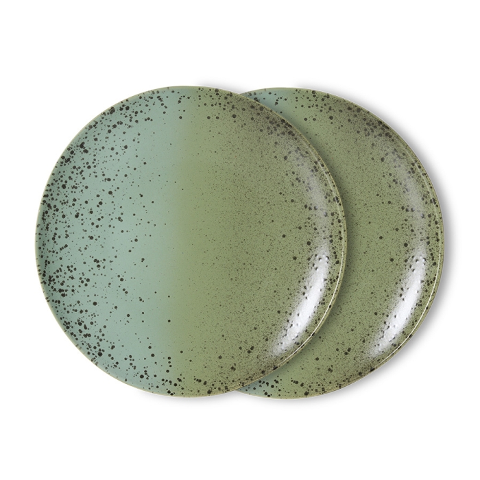 zestaw 2 talerzy obiadowych ceramicznych 70's: fleck.jpg