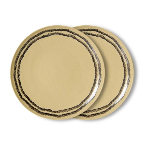 HK LIVING zestaw 2 talerzy obiadowych ceramicznych 70's: vanilla
