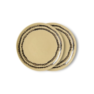 HK LIVING zestaw 2 talerzy deserowych ceramicznych 70's: vanilla