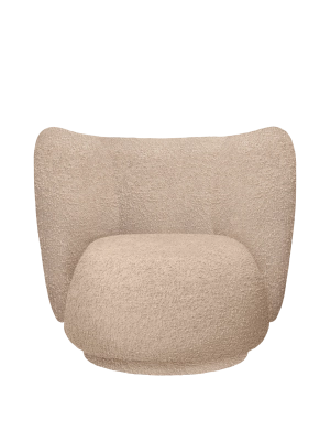 FERM LIVING fotel obrotowy RICO Raw Bouclé – natural 