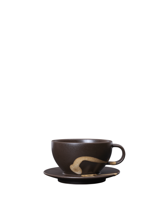 FERM LIVING filiżanka ze spodkiem KOYO – dark brown/buff.png