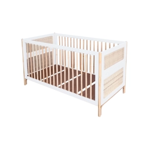 THEO BEBE - Łóżeczko rattanowe Oceania Evolutive 70 x 140 - kolor biały