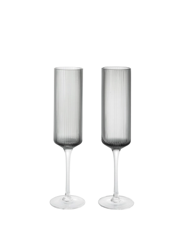 FERM LIVING kieliszki do szampana RIPPLE (2 szt.) dymione