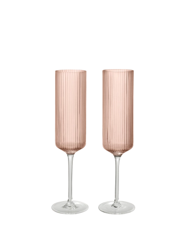 FERM LIVING kieliszki do szampana RIPPLE (2 szt.) pudrowy róż