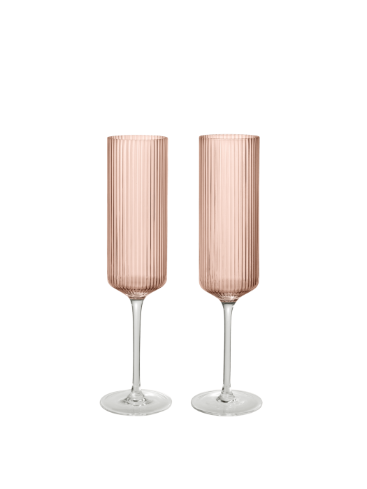 FERM LIVING kieliszki do szampana RIPPLE (2 szt.) pudrowy róż.png