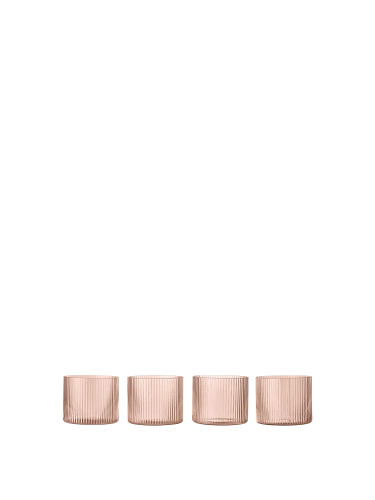 FERM LIVING szklanki  RIPPLE LOW pudrowy róż (4 szt.)