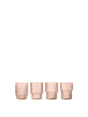FERM LIVING szklanki  RIPPLE pudrowy róż zestaw 4 szt.