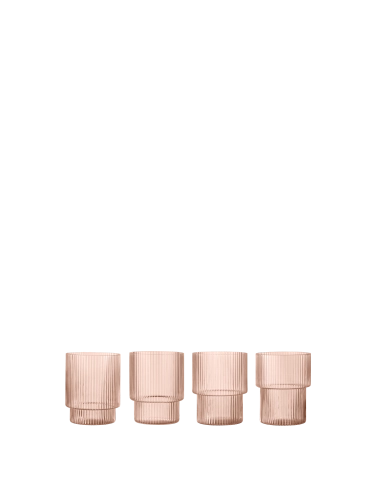 FERM LIVING szklanki  RIPPLE pudrowy róż zestaw 4 szt.