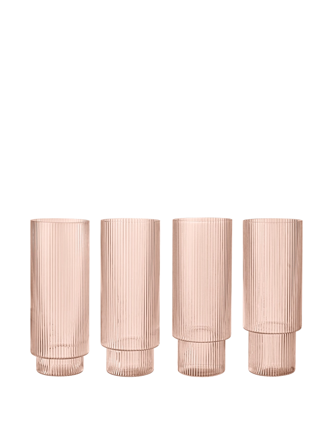 FERM LIVING szklanka RIPPLE LONG pudrowy róż zestaw 4 sztuk.png