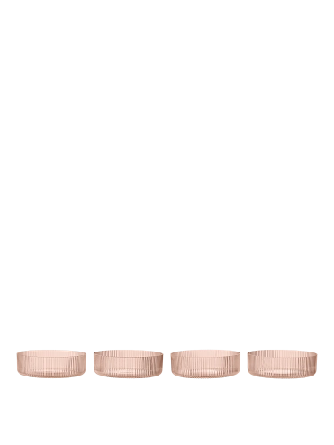 FERM LIVING miseczka RIPPLE SERVING pudrowy róż, zestaw 4 szt.