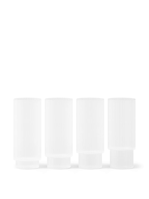 FERM LIVING szklanka RIPPLE LONG mrożone szkło zestaw 4 sztuk