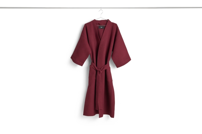 HAY szlafrok waflowy WAFFLE BATHROBE- COOL burgundy.jpg