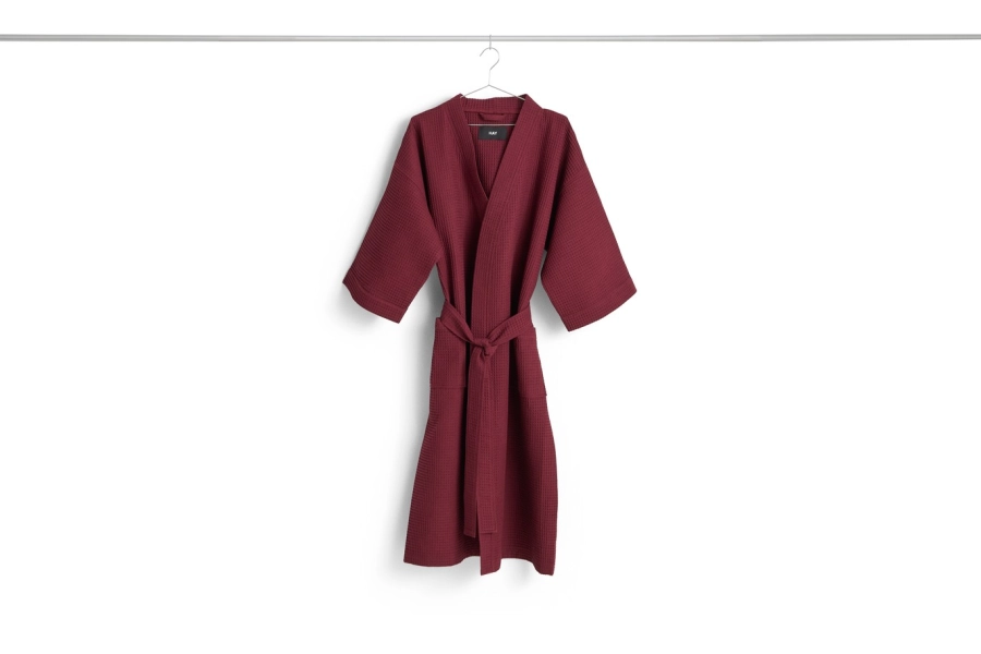 HAY szlafrok waflowy WAFFLE BATHROBE- COOL burgundy.jpg
