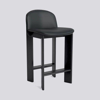 HAY krzesło barowe tapicerowane CHISEL 35 - H65 low | black oak | skóra Grano Black