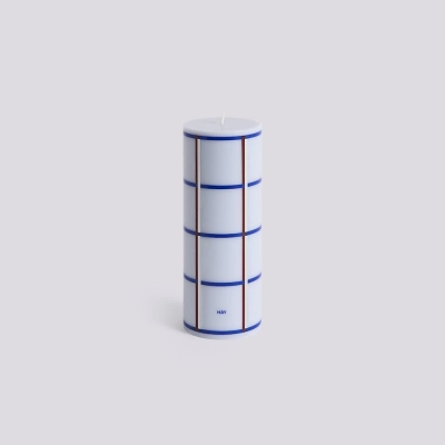 HAY świeca COLUMN M jasnoniebieska, niebieska, bordowa i srebrna